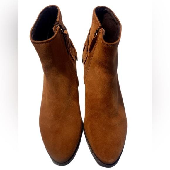 NNT Claudie Pierlot Brown Leather Suede Western Style Ankle Stacked Heel Boot 37 - Picture 4 of 6